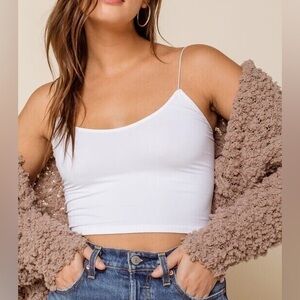 Free People FP Intimately White Spaghetti Skinny Strap Cami Seamless Brami